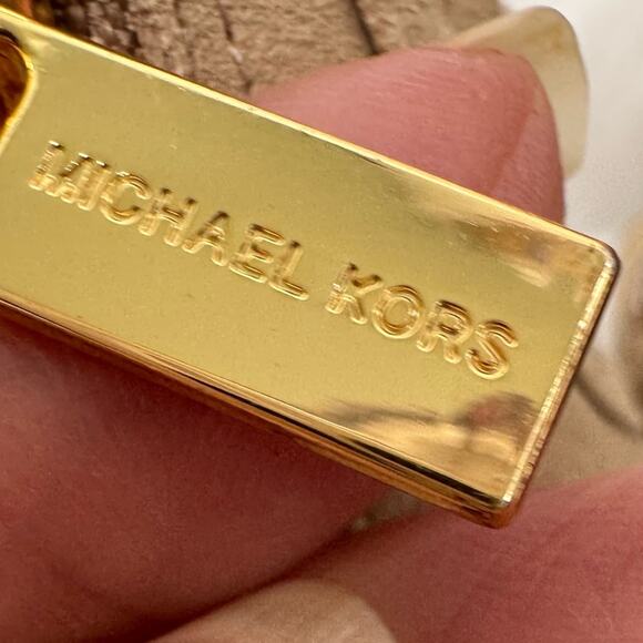 Michael Kors Yvonne Size 8.5M Yvonne Peep Toe Beige Bedazzled Zip Up High Heels - Picture 7 of 9